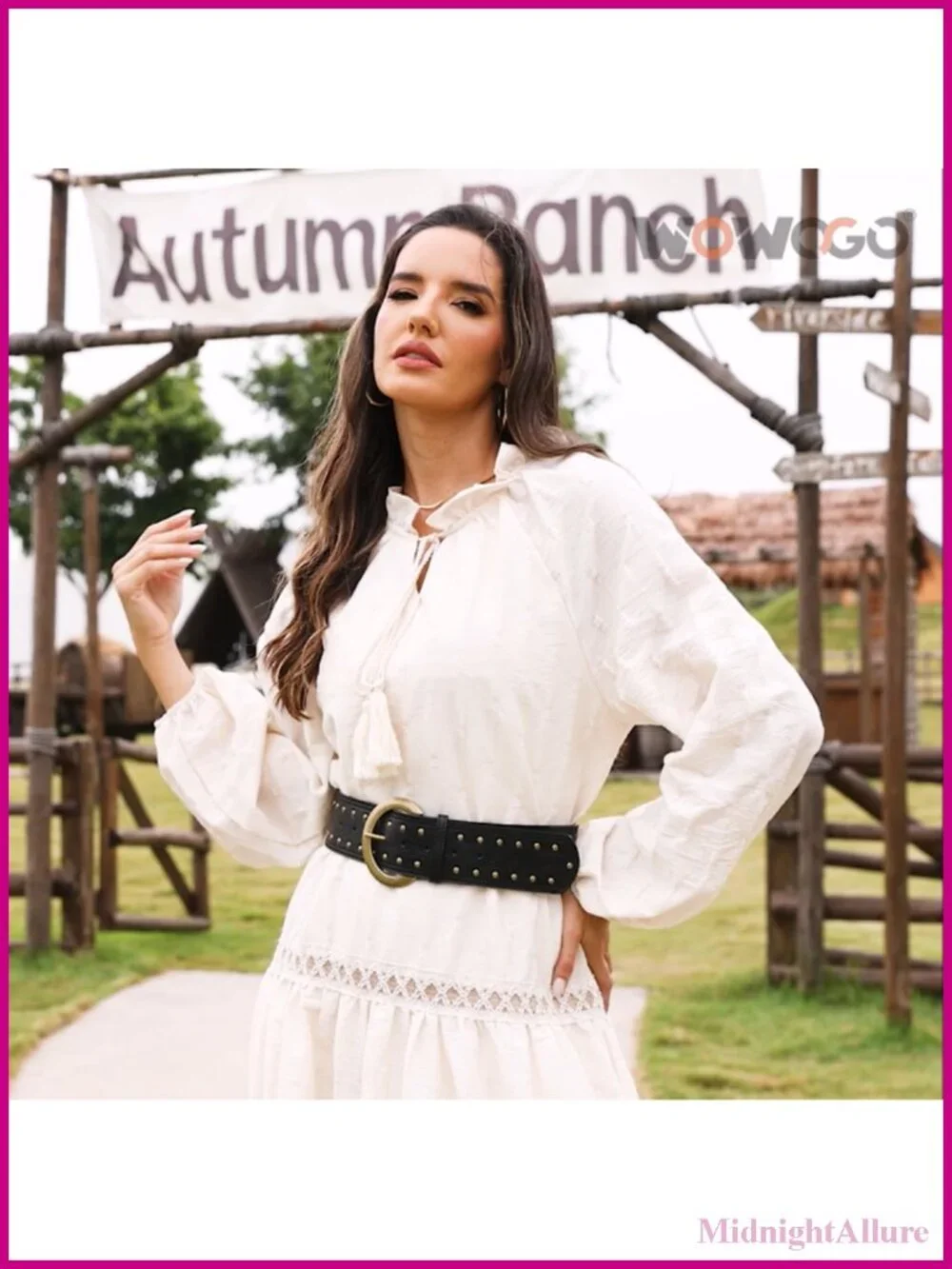 Wide Chunky Faux Leather Belt Western Boho Studded Waist Belt for Dresses